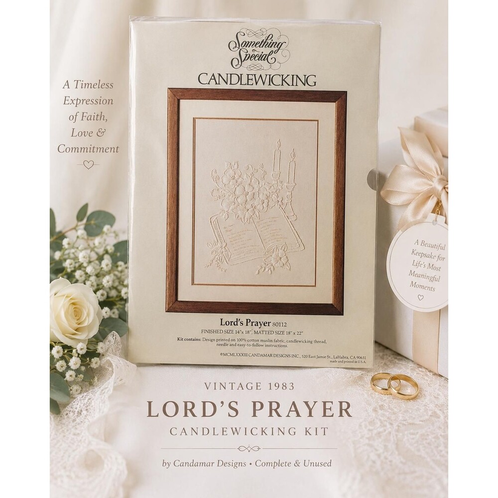 Vintage 1983 Candamar Lord's Prayer Candlewicking Kit Embroidery Needlecraft NEW